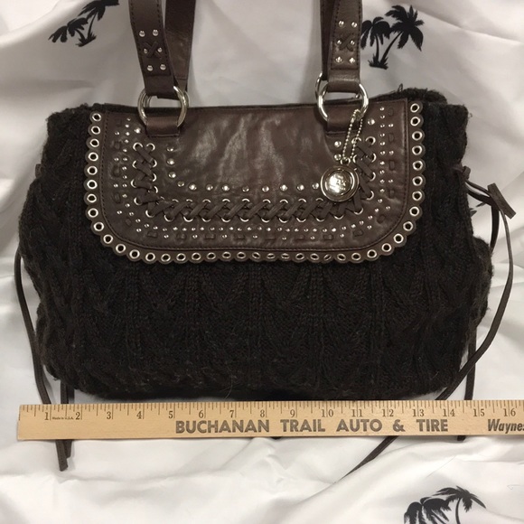 The Sak Brown Knit Sweater Purse with Leather Trim - Picture 3 of 16
